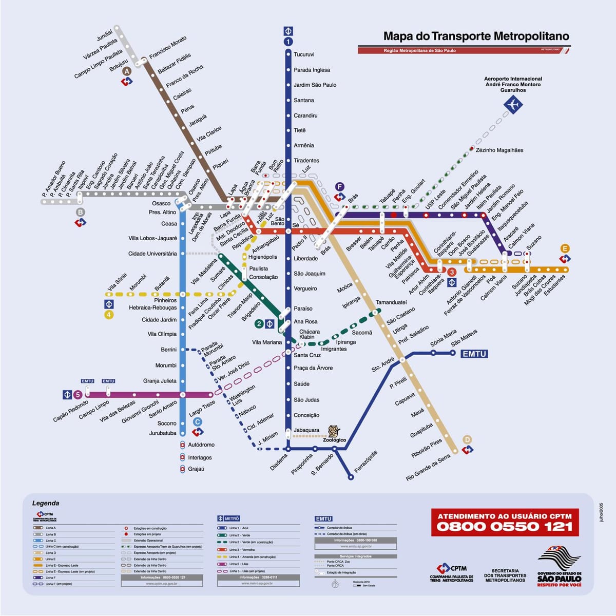 São Paulo, avtobus zemljevid