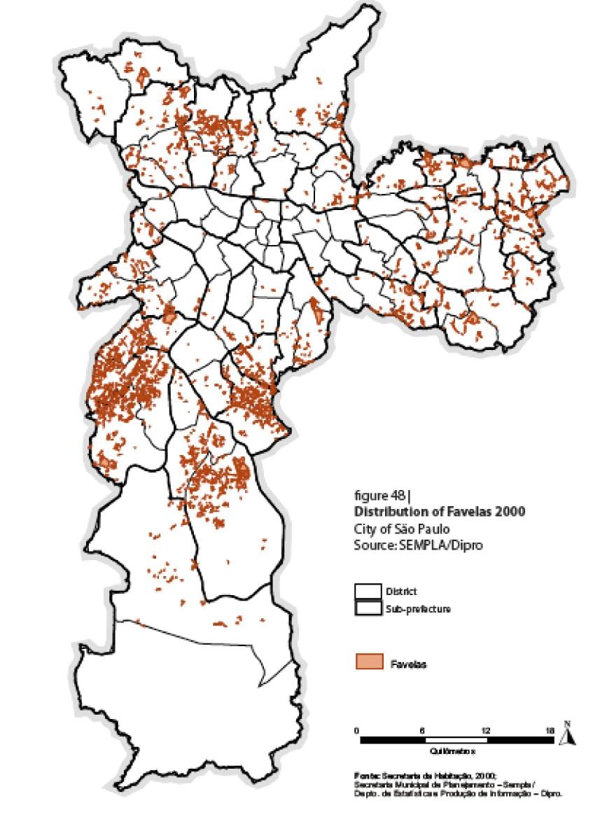 zemljevid Sao Paulo favelas