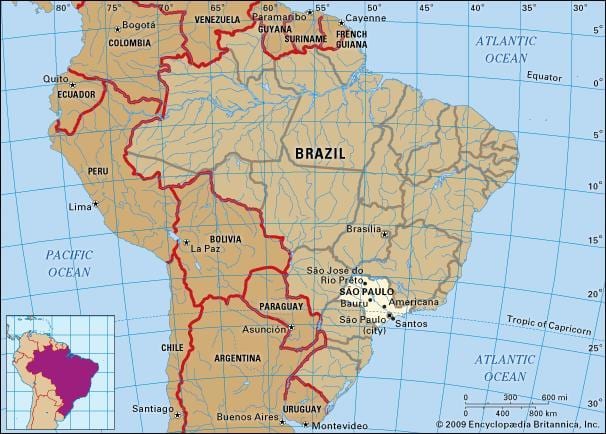 São Paulo, geografski zemljevid