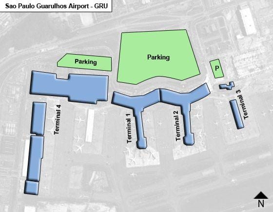 Sao Paulo guarulhos mednarodni letališki terminal zemljevid