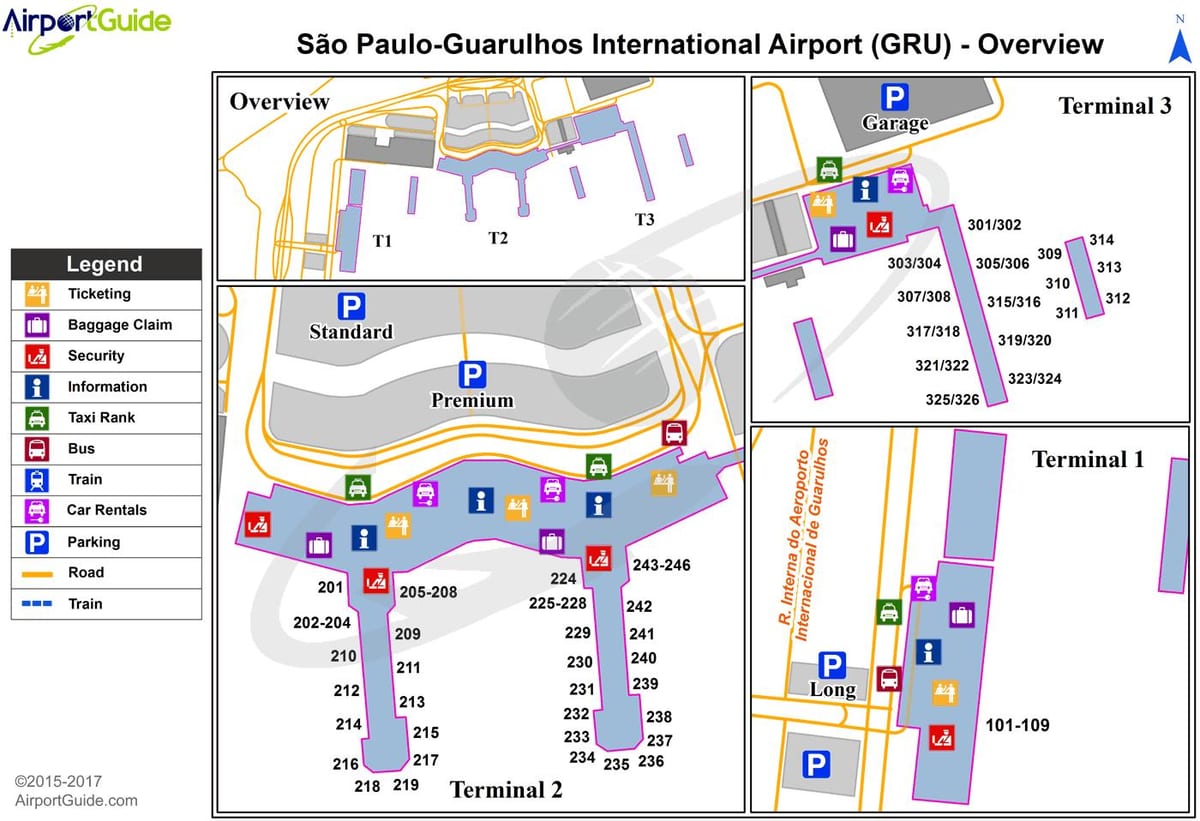 Sao Paulo gru letališki terminal zemljevid