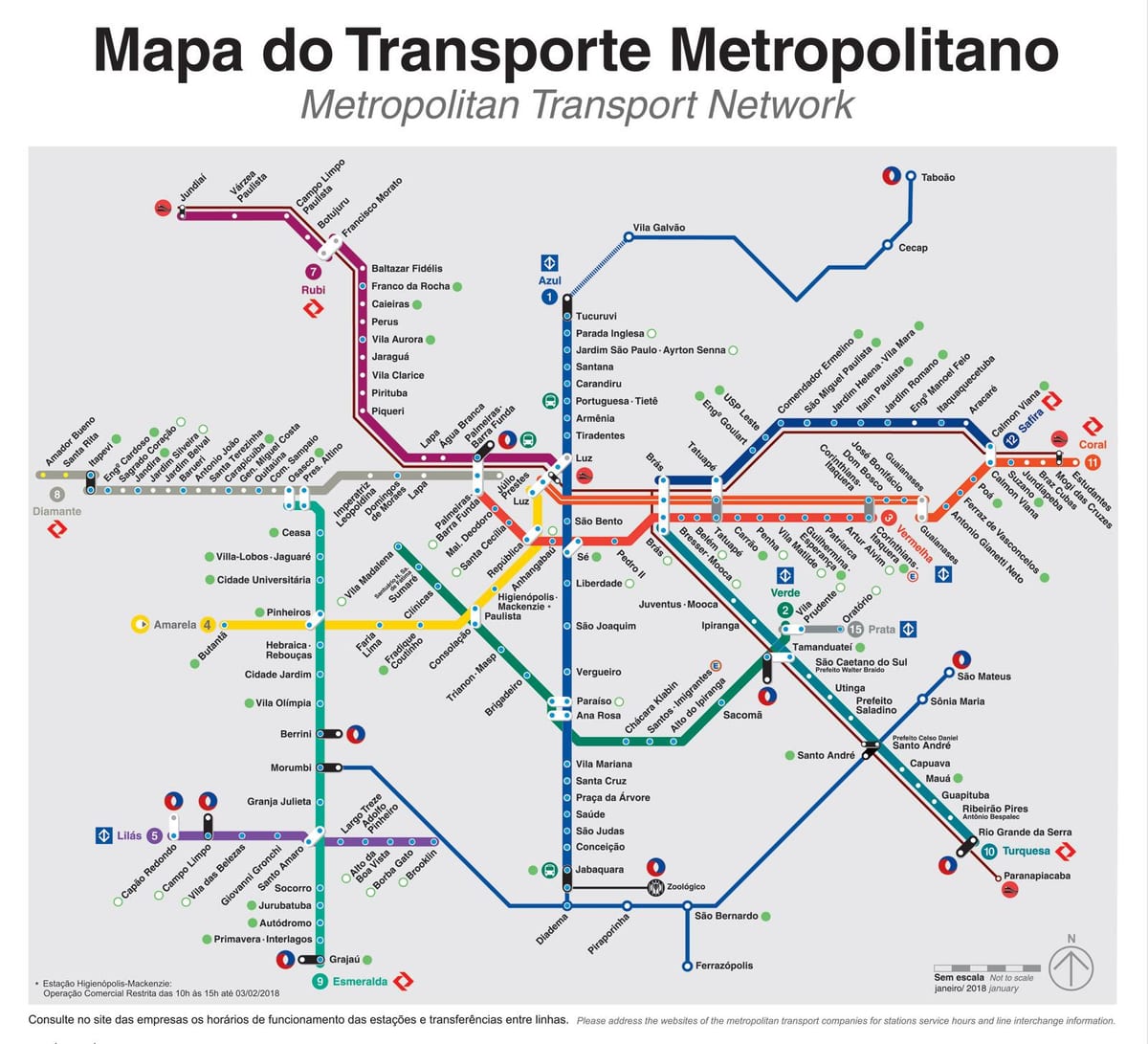 São Paulo, prevoz zemljevid