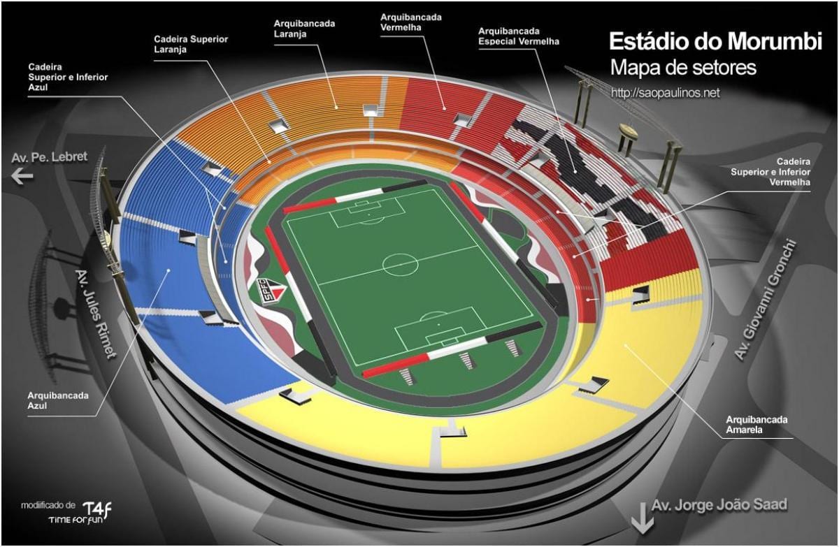 São Paulo, stadion zemljevid